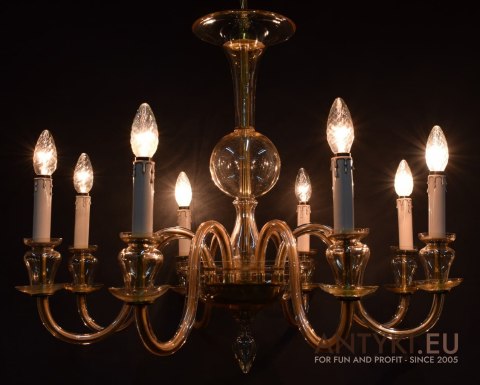 Szkalny żyrandol 8 ramienny. Bohemia chandelier.