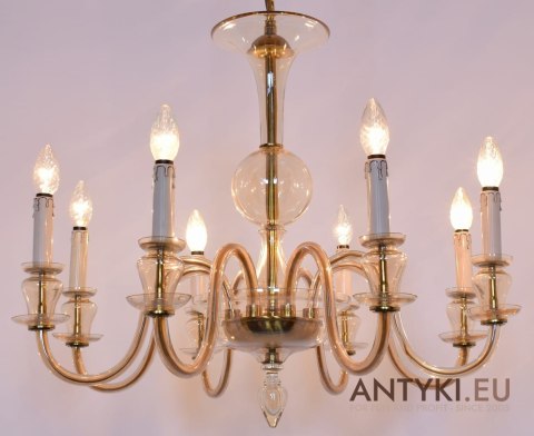 Szkalny żyrandol 8 ramienny. Bohemia chandelier.