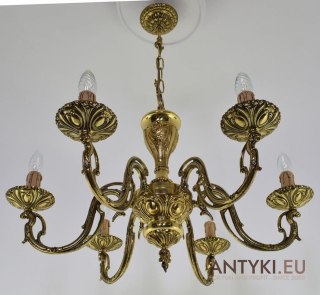 Złoty żyrandol pałacowy ekskluzywny chandelier mosiężny do dworu salonu antyki