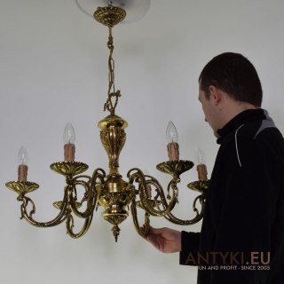 Złoty żyrandol pałacowy ekskluzywny chandelier mosiężny do dworu salonu antyki