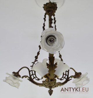 Żyrandol Art Nouveau lampa secesyjna sufitowa antyki salonowe Jugendstil do dworu