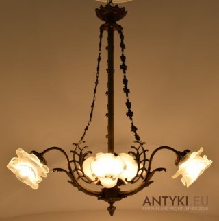 Żyrandol Art Nouveau lampa secesyjna sufitowa antyki salonowe Jugendstil do dworu