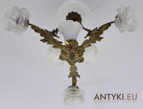 Żyrandol Art Nouveau lampa secesyjna sufitowa antyki salonowe Jugendstil do dworu