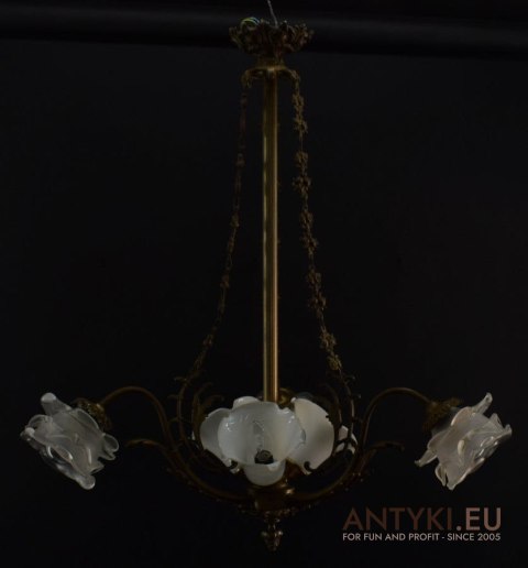 Żyrandol Art Nouveau lampa secesyjna sufitowa antyki salonowe Jugendstil do dworu