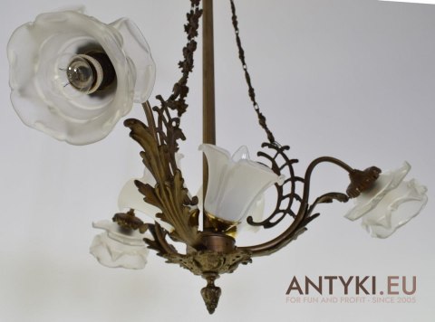 Żyrandol Art Nouveau lampa secesyjna sufitowa antyki salonowe Jugendstil do dworu