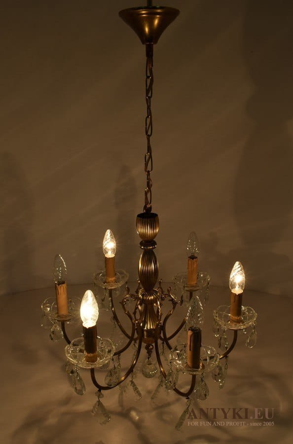 Żyrandol z kryształami zabytkowa lampa sufitowa do łazienki retro oświetlenie
