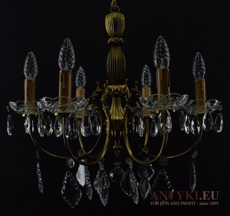 Żyrandol z kryształami zabytkowa lampa sufitowa do łazienki retro oświetlenie