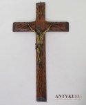 Duży antyczny góralski krzyż z Chrystusem