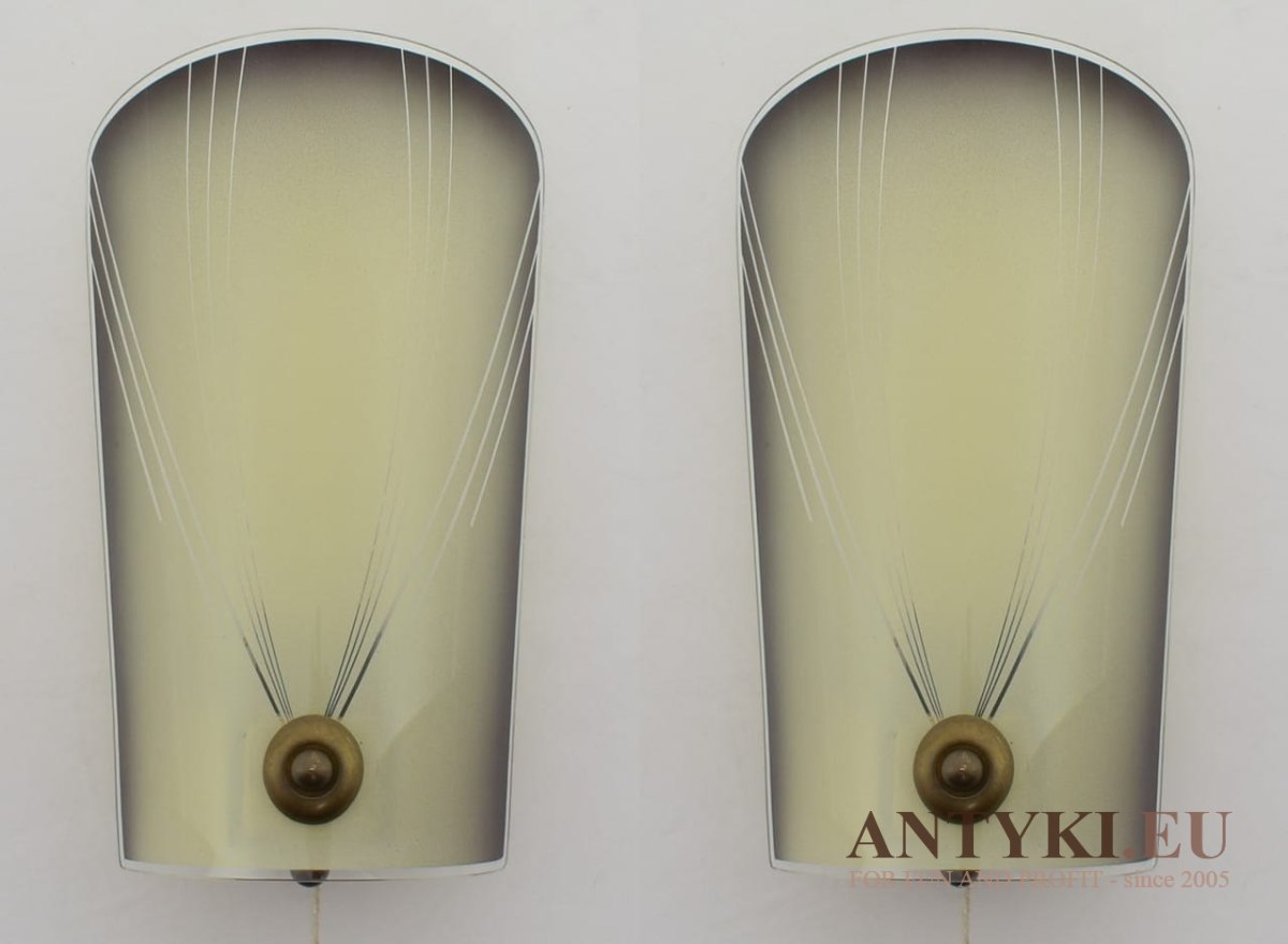 2 szklane kinkiety Art Deco. Unikatowe lampy na ścianę.