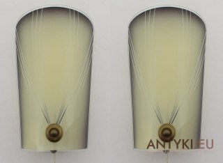 2 szklane kinkiety Art Deco. Unikatowe lampy na ścianę.