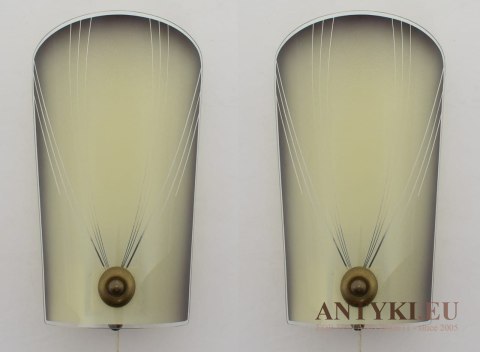 2 szklane kinkiety Art Deco. Unikatowe lampy na ścianę.