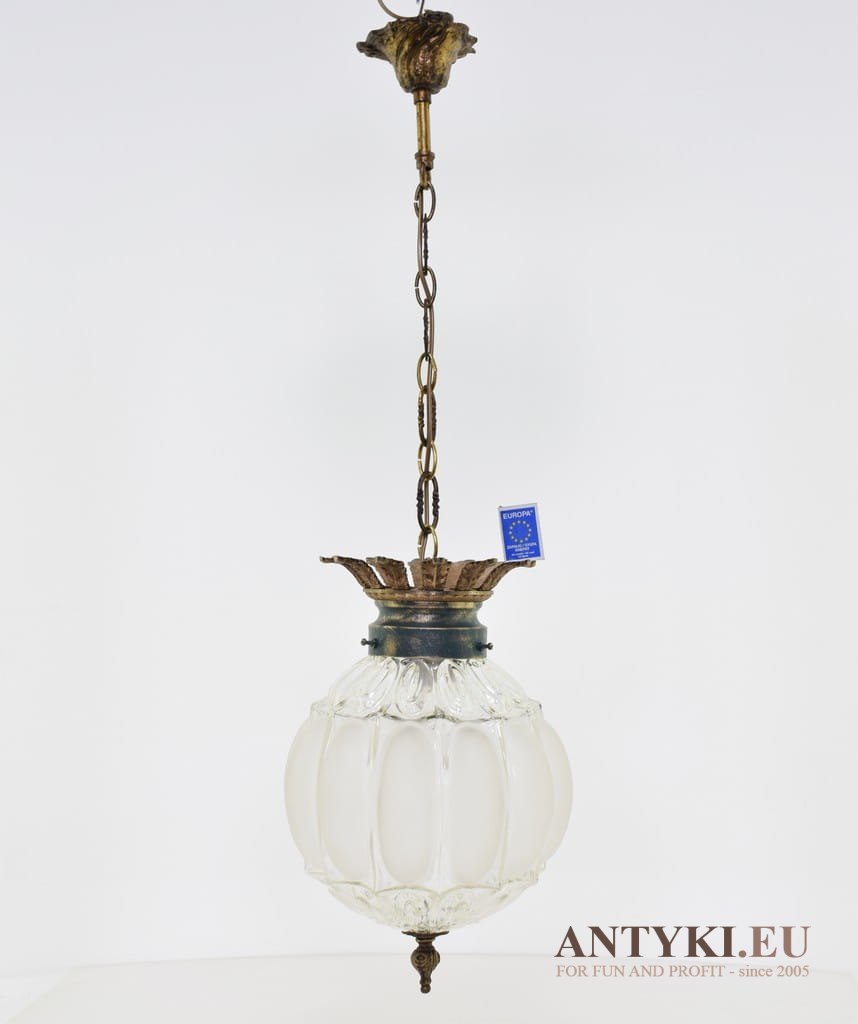 Antyczna lampa sufitowa szklana kula