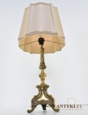 Mosiężna lampa stołowa z abażurem
