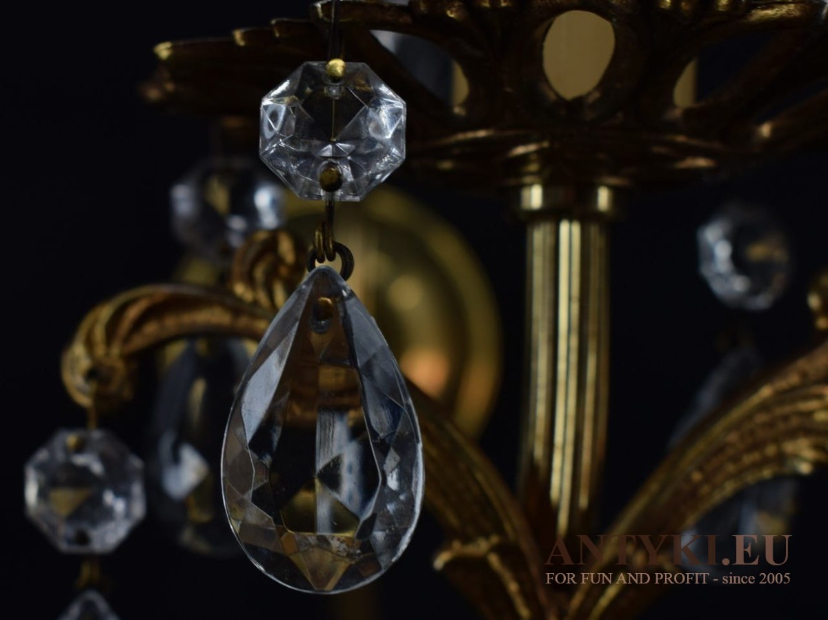 Mosiężny kinkiet z kryształami