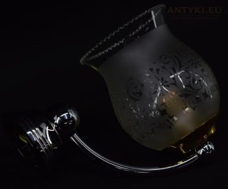 Stylowe srebrne kinkiety z kloszami. Made in WEST GERMANY.