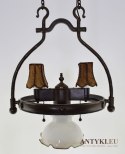 Duży kuty żyrandol do karczmy knajpy w starym stylu lampa wisząca dworkowa