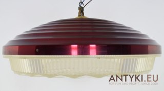 Duży plafon w stylu space age lampa okrągła popkulturowa retro vintage oświetlenie