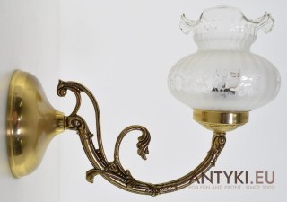 Duży stary kinkiet z kloszem lampa ścienna nad lustro lub obraz antyczny