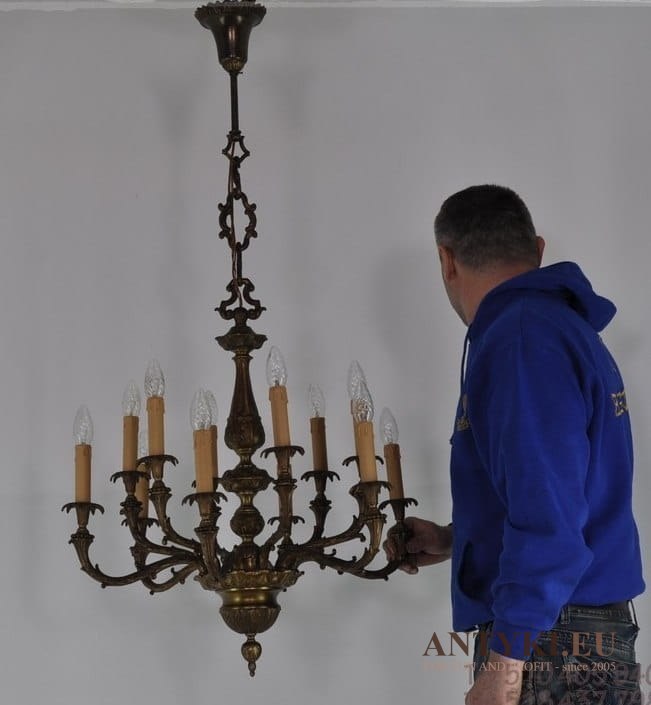 Duży żyrandol barokowy do salonu pałacowego antyczny chandelier rokoko wykwintny antyk