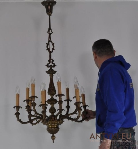 Duży żyrandol barokowy do salonu pałacowego antyczny chandelier rokoko wykwintny antyk