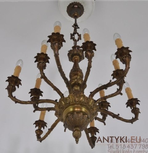 Duży żyrandol barokowy do salonu pałacowego antyczny chandelier rokoko wykwintny antyk