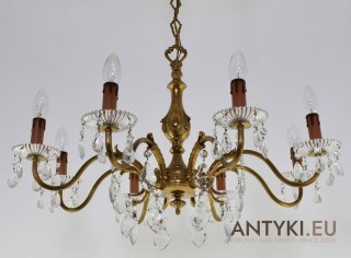 Duży żyrandol z kryształami antyk salonowy chandelier dworski antyczny