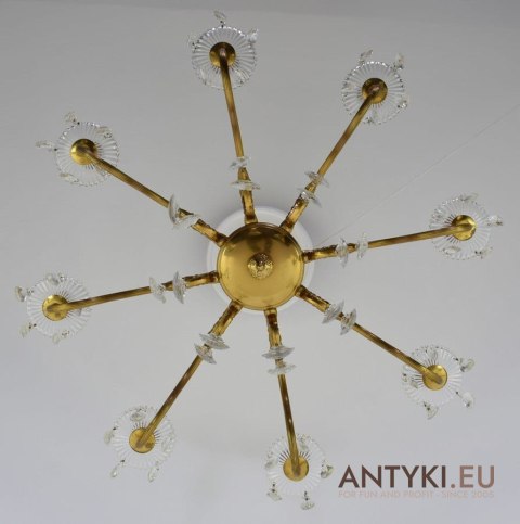 Duży żyrandol z kryształami antyk salonowy chandelier dworski antyczny