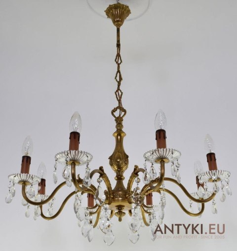 Duży żyrandol z kryształami antyk salonowy chandelier dworski antyczny