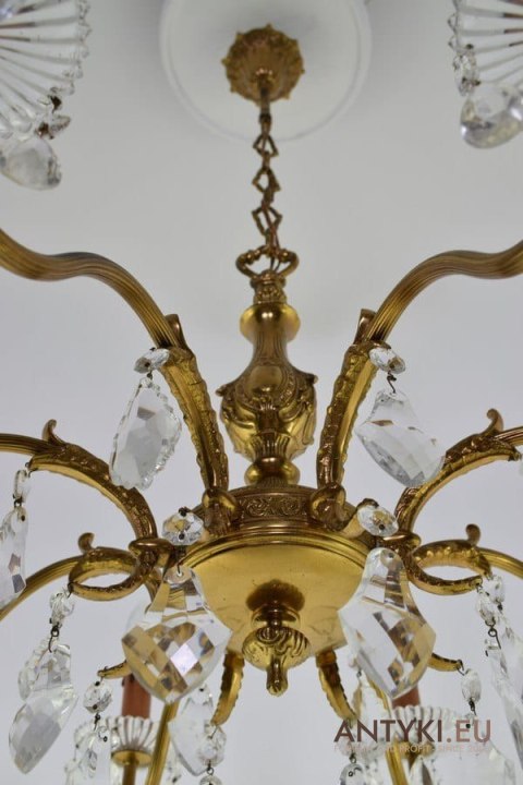 Duży żyrandol z kryształami antyk salonowy chandelier dworski antyczny