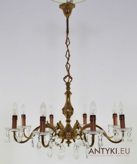 Duży żyrandol z kryształami antyk salonowy chandelier dworski antyczny