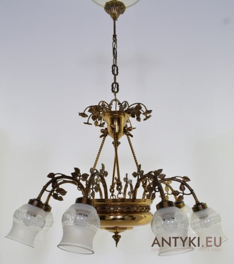 XXL! Potężny mosiężny żyrandol salonowy z dawnych lat. Ekskluzywny chandelier pałacowy.