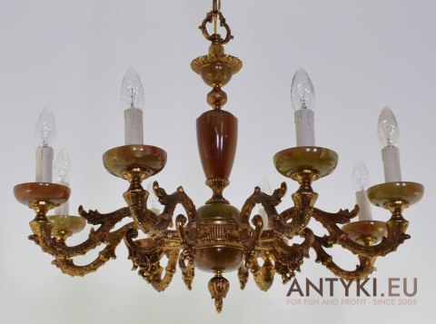 Antyczny żyrandol onyksowy do zamku. Pałacowy chandelier onyx.