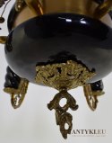 Duży granatowy żyrandol mosiężny w stylu retro, vintage. Lampy antyki.