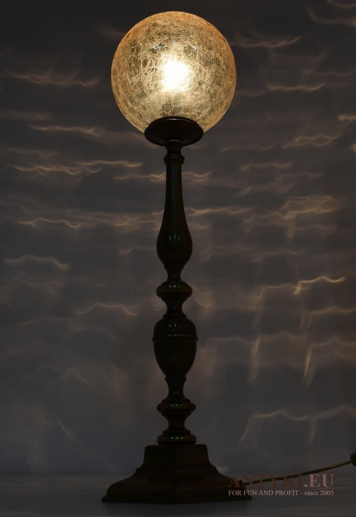 XL! DUŻA mosiężna lampa z kloszem na stolik. Lampy retro vintage do zamku, pałacu.