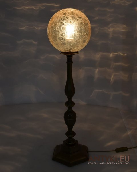 XL! DUŻA mosiężna lampa z kloszem na stolik. Lampy retro vintage do zamku, pałacu.