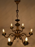 Duży mosiążny żyrandol salonowy retro vintage. Lampy antyki.