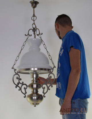 XL! Duża srebrna lampa wisząca w stylu retro, vinatge. Antyki.