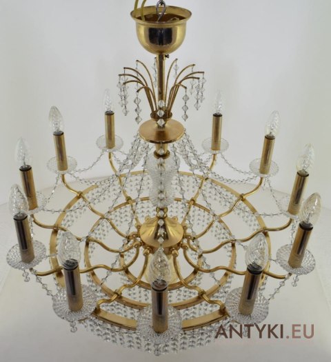 Retro żyrandol kryształowy do salonu. Chandelier na 13 żarówek.