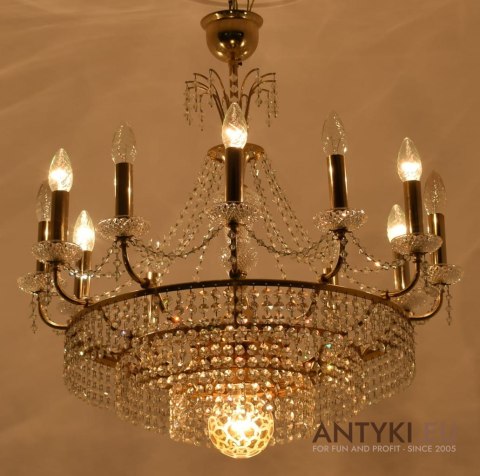 Retro żyrandol kryształowy do salonu. Chandelier na 13 żarówek.