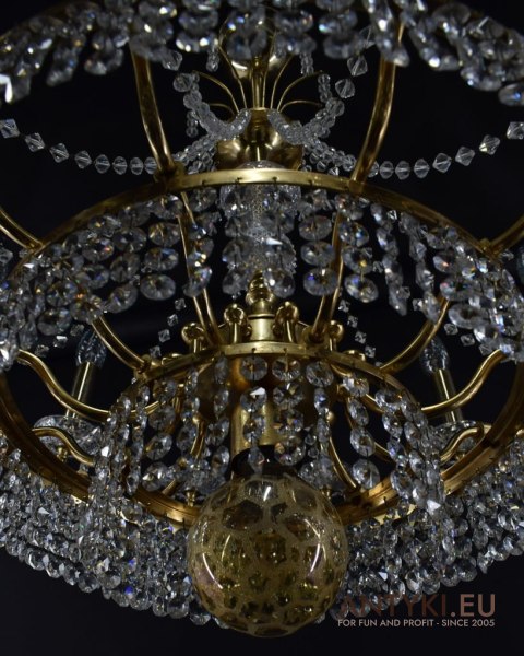 Retro żyrandol kryształowy do salonu. Chandelier na 13 żarówek.