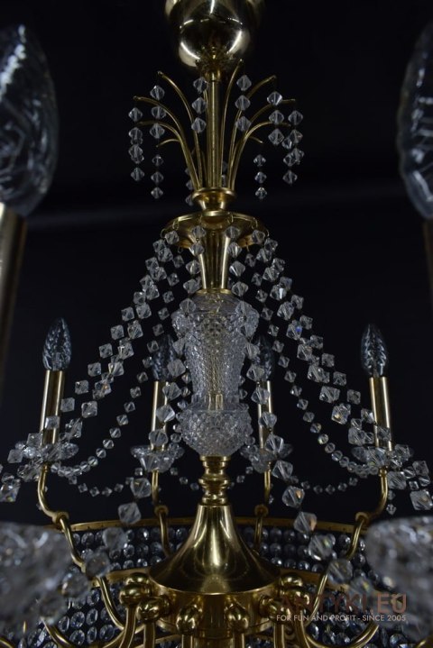 Retro żyrandol kryształowy do salonu. Chandelier na 13 żarówek.