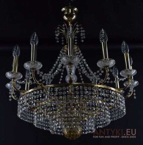 Retro żyrandol kryształowy do salonu. Chandelier na 13 żarówek.