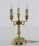 Starodawna lampa stołowa z onyksu i mosiądzu. Lampy retro.