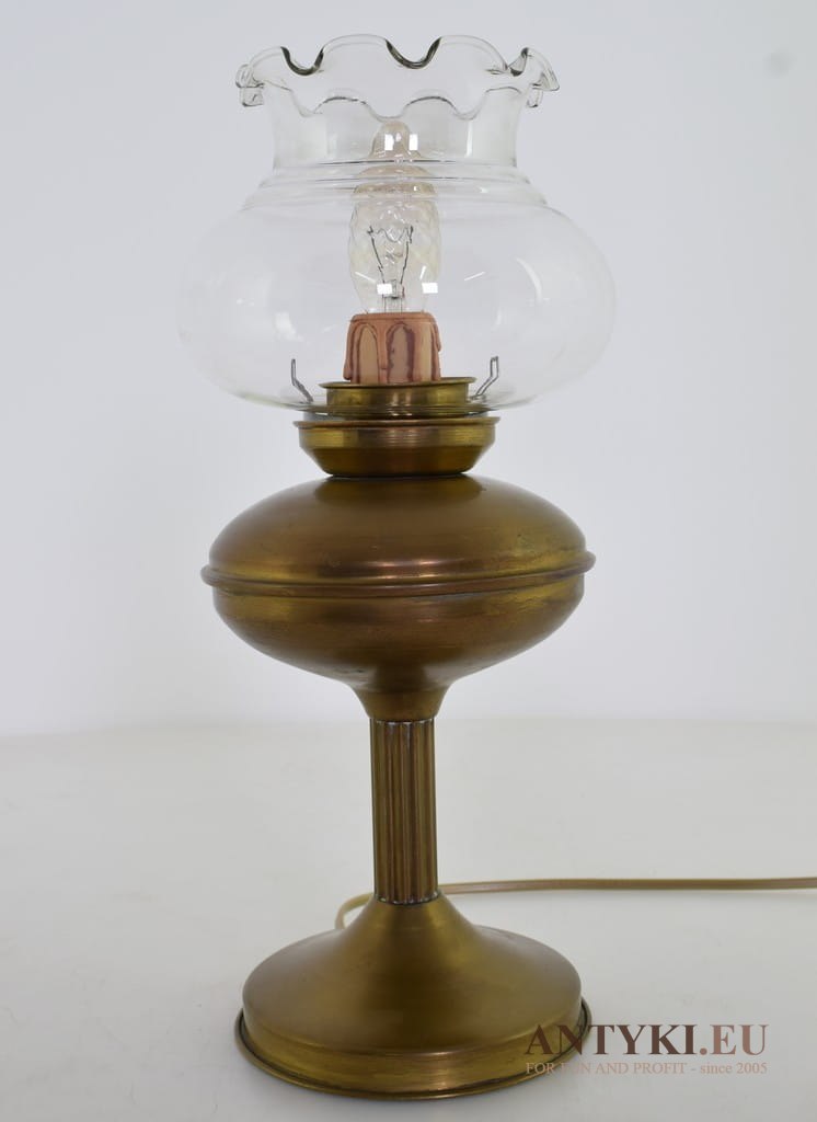 Zabytkowa lampa stołowa mosiężna. Lampy retro vintage.
