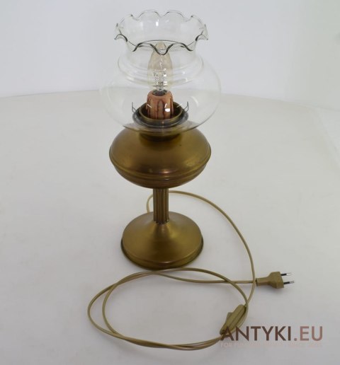 Zabytkowa lampa stołowa mosiężna. Lampy retro vintage.