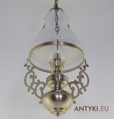 XL! Duża srebrna lampa wisząca w stylu retro, vinatge. Antyki.