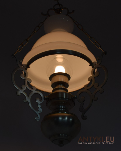 XL! Duża srebrna lampa wisząca w stylu retro, vinatge. Antyki.