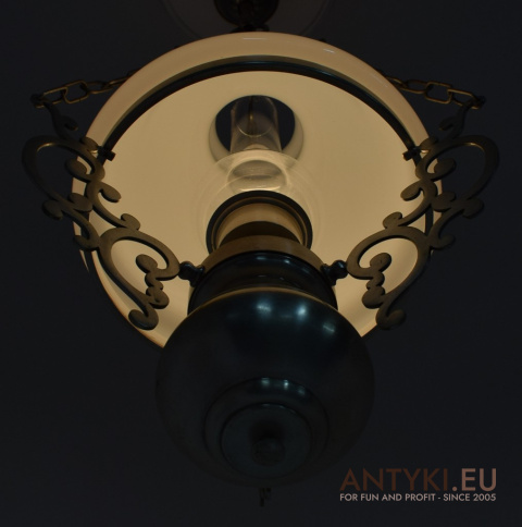 XL! Duża srebrna lampa wisząca w stylu retro, vinatge. Antyki.