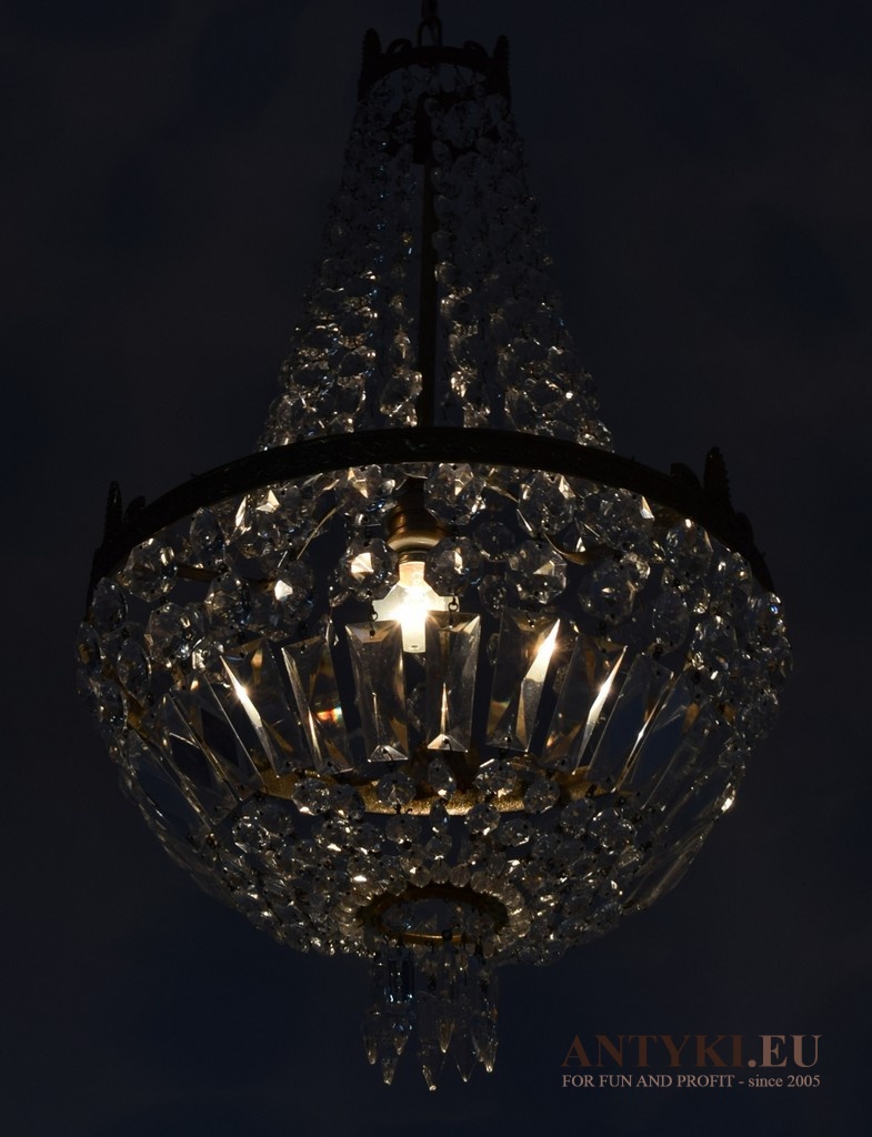 lampa vintage kryształowa grucha