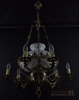 Antyczny żyrandol - lampa wisząca stare srebro do pałacu, zamku, dworu.